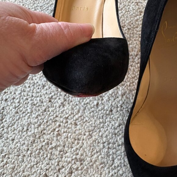 Christian Louboutin Pigalle Follies Black Suede Stiletto Pointed Toe Heels 39.5 - Picture 15 of 16